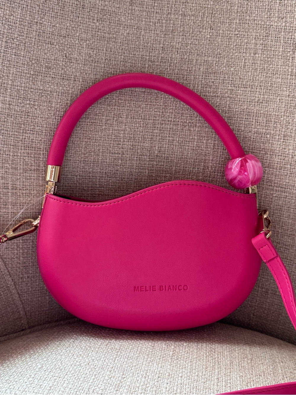 Melie Bianco Fuchsia Sculpted Top-Handle Shoulder Bag